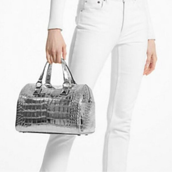 NWT Michael Kors Silver Satchel - Picture 14 of 14